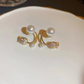 Beautiful Pearl Zircon Korean Flower Earrings for Women