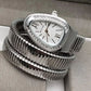 Triple‑Wrap Snake Watch | Diamond‑Set Bezel | Golden