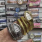 Triple‑Wrap Snake Watch | Diamond‑Set Bezel | Golden
